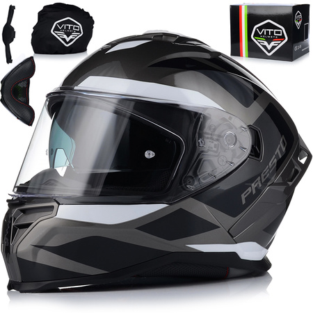 KASK MOTOCYKLOWY | VITO PRESTO | MĘSKI INTEGRALNY SYSTEM PINLOCK + BLENDA 