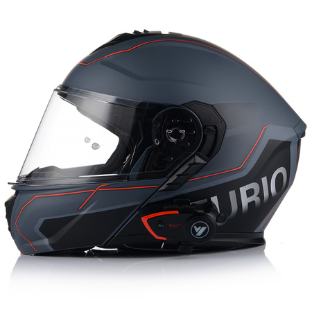KASK MOTOCYKLOWY VITO FURIO SZARY MAT SZCZĘKOWY + INTERKOM VITO BLUETOOTH
