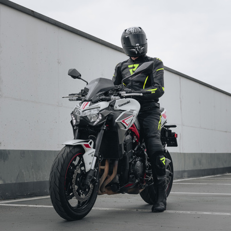 KURTKA MOTOCYKLOWA | REBELHORN FIGHTER FLUO | MĘSKA SKÓRZANA SPORT + GRATIS