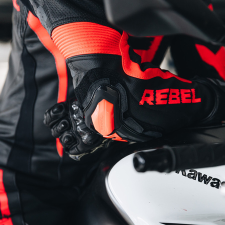 KURTKA MOTOCYKLOWA | REBELHORN REBEL BLK/RED | MĘSKA SKÓRZANA GARB + GRATISY