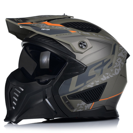 KASK MOTOCYKLOWY 4w1 LS2 OF606 DEVOR ODPINANA SZCZĘKA + DASZEK + 2x SZYBA