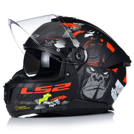 KASK MOTOCYKLOWY LS2 FF808 STREAM II MONKEY KEVLAR SYSTEM PINLOCK + BLENDA