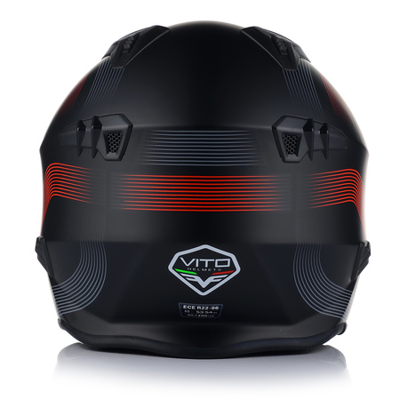 KASK MOTOCYKLOWY | VITO BRUZANO RED | OTWARTY + ODPINANA SZCZĘKA + BLENDA