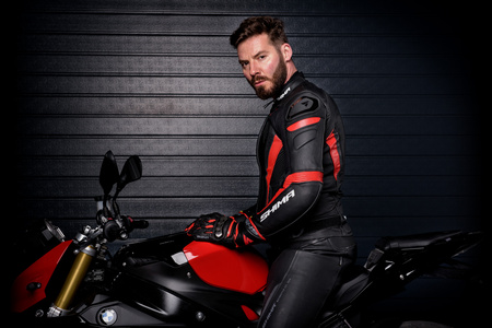 KURTKA MOTOCYKLOWA | SHIMA CHASE RED | MĘSKA SKÓRZANA SPORTOWA + GRATIS