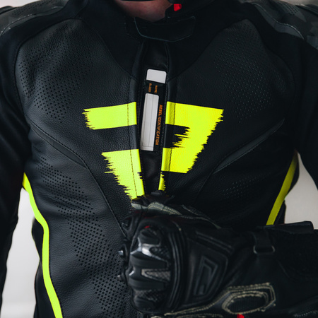 KURTKA MOTOCYKLOWA | REBELHORN REBEL BLK/FLUO | MĘSKA SKÓRZANA GARB + GRATISY