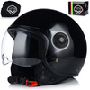 KASK MOTOCYKLOWY OTWARTY | VITO LORETO | CZARNY POŁYSK SKUTER CHOPPER ECE 22.06