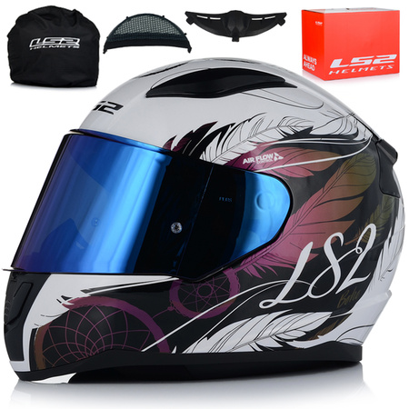 KASK MOTOCYKLOWY LS2 FF353 RAPID II BOHO DAMSKI 22.06 + NIEBIESKA SZYBA