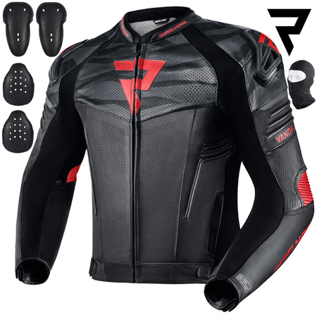 KURTKA MOTOCYKLOWA | REBELHORN VANDAL BLACK/RED | MĘSKA SKÓRZANA + GRATISY