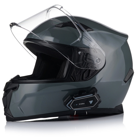 KASK MOTOCYKLOWY | VITO DUOMO | SZARY POŁYSK + INTERKOM 1ST BLUETOOTH