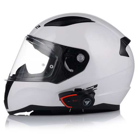 KASK MOTOCYKLOWY LS2 FF353 RAPID II BIAŁY POŁYSK + INTERKOM VITO BLUETOOTH