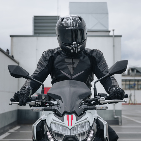 KURTKA MOTOCYKLOWA | REBELHORN FIGHTER BLACK | MĘSKA SKÓRZANA SPORT + GRATIS