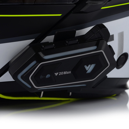 KASK MOTOCYKLOWY VITO FURIO SZARY FLUO SZCZĘKOWY + INTERKOM VITO BLUETOOTH