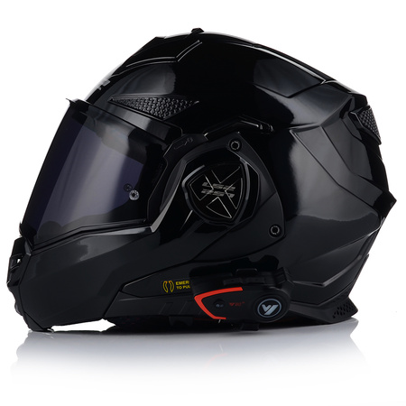 KASK MOTOCYKLOWY LS2 FF901 ADVANT CZARNY POŁYSK + INTERKOM VITO BLUETOOTH
