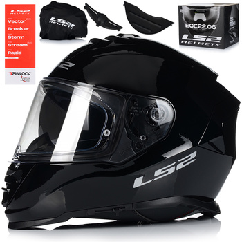 KASK MOTOCYKLOWY LS2 FF800 STORM II SOLID + PINLOCK + BLENDA ECER 22.06