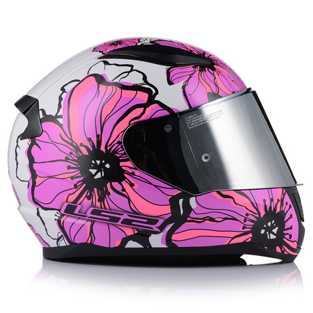 KASK MOTOCYKLOWY LS2 FF353 RAPID II POPPIES DAMSKI RÓŻOWY  + LUSTRZANA SZYBA