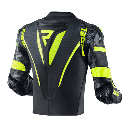 KURTKA MOTOCYKLOWA | REBELHORN REBEL BLK/FLUO | MĘSKA SKÓRZANA GARB + GRATISY