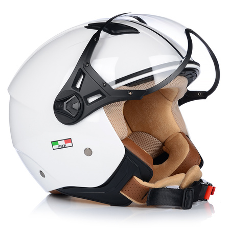 KASK MOTOCYKLOWY OTWARTY | VITO MODA BIAŁY | SKUTER CHOPPER ECE 22.06 LEKKI