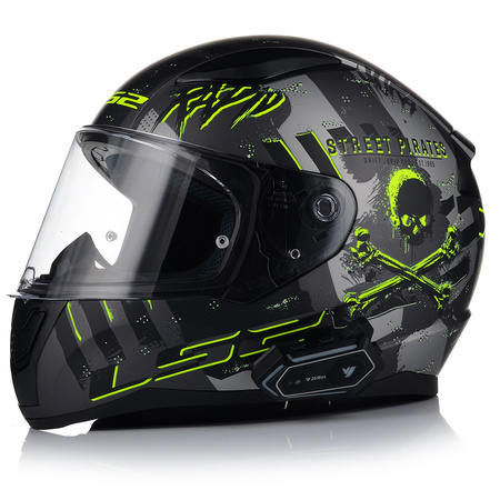 KASK MOTOCYKLOWY LS2 FF353 RAPID II PIRATES MAT + INTERKOM 1ST BLUETOOTH