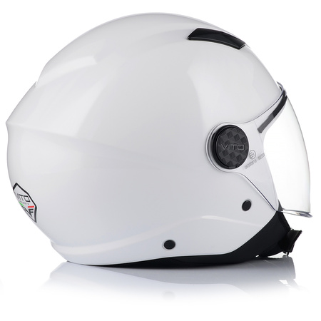 KASK MOTOCYKLOWY OTWARTY VITO UNO BIAŁY POŁYSK SKUTER CHOPPER + INTERKOM