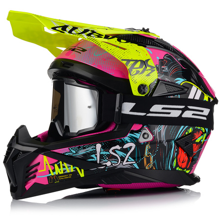 KASK MOTOCYKLOWY | LS2 MX708 FAST II + GOGLE | LEKKI ENDURO CROSS QUAD ATV