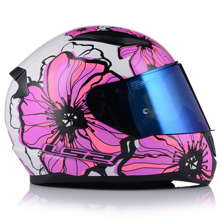 KASK MOTOCYKLOWY LS2 FF353 RAPID II POPPIES DAMSKI RÓŻOWY  + NIEBIESKA SZYBA