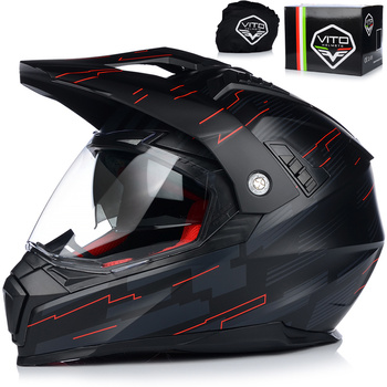 KASK MOTOCYKLOWY | VITO MOLINO RED | ENDURO CROSS QUAD ATV + SZYBA + BLENDA