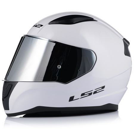 KASK MOTOCYKLOWY LS2 FF353 RAPID II BIAŁY POŁYSK ECE 22.06 + LUSTRZANA SZYBA