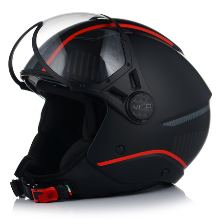 KASK MOTOCYKLOWY OTWARTY VITO LAVORI BLACK/RED XXL