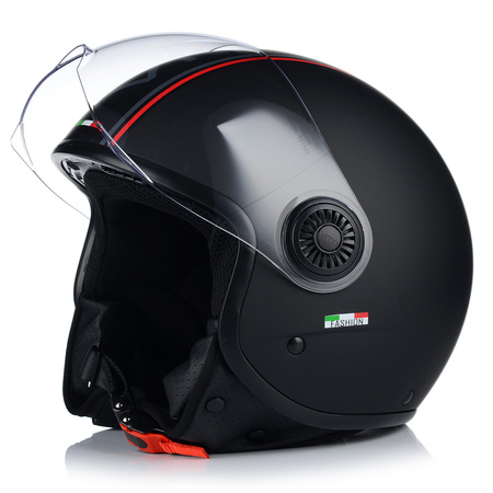 KASK MOTOCYKLOWY OTWARTY | VITO LORETO | CZARNY MAT SKUTER CHOPPER ECE 22.06