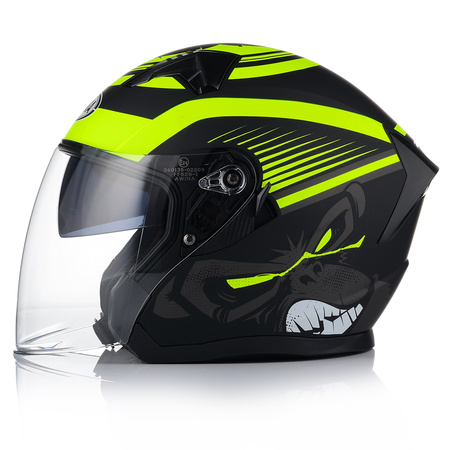 OTWARTY KASK MOTOCYKLOWY FLUO MATT SKUTER CHOPPER ECER 22.06 + BLENDA