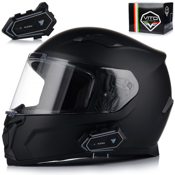 KASK MOTOCYKLOWY | VITO DUOMO | CZARNY MATT + INTERKOM 1ST BLUETOOTH