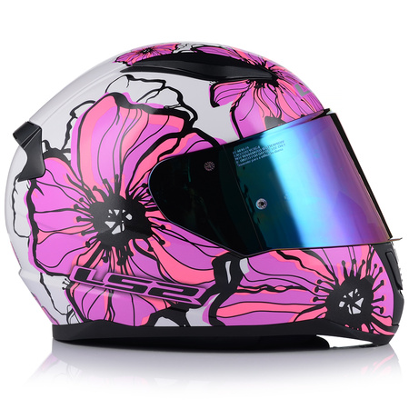 KASK MOTOCYKLOWY LS2 FF353 RAPID II POPPIES DAMSKI RÓŻOWY + TĘCZOWA SZYBA