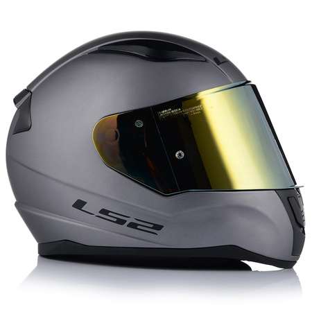 KASK MOTOCYKLOWY LS2 FF353 RAPID II SZARY MAT ECE 22.06 + ZŁOTA SZYBA
