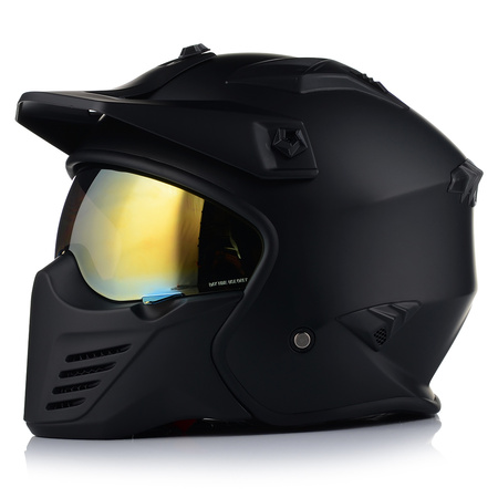 KASK MOTOCYKLOWY OTWARTY VITO BRUZANO ODPINANA SZCZĘKA  + DASZEK + 2x SZYBA