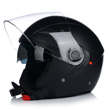 KASK MOTOCYKLOWY OTWARTY | VITO AMARO BLACK | MATOWY SKUTER CHOPPER +BLENDA 