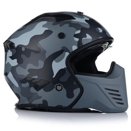 KASK MOTOCYKLOWY | VITO BRUZANO CAMO | OTWARTY + ODPINANA SZCZĘKA + BLENDA