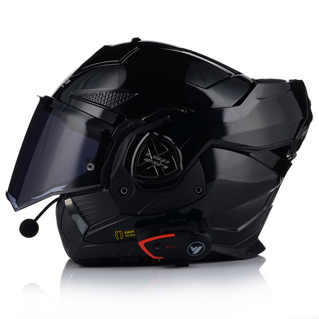 KASK MOTOCYKLOWY LS2 FF901 ADVANT CZARNY POŁYSK + INTERKOM VITO BLUETOOTH