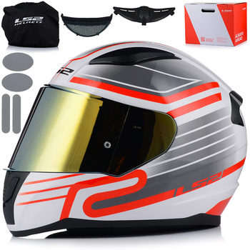 KASK MOTOCYKLOWY LS2 FF353 RAPID II CIRCUIT ECE 22.06 + ZŁOTA SZYBA