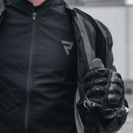 KURTKA MOTOCYKLOWA | REBELHORN FIGHTER BLK/WHT | MĘSKA SKÓRZANA SPORT + GRATIS