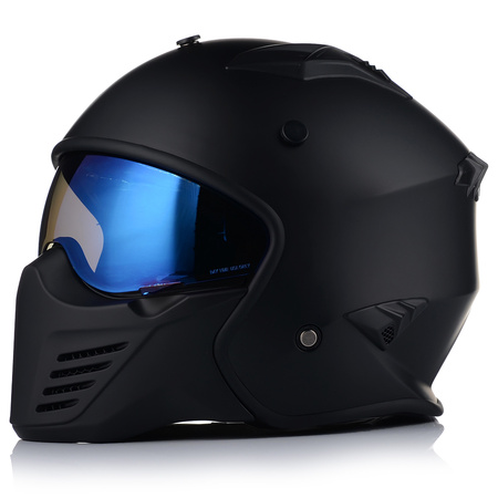 KASK MOTOCYKLOWY OTWARTY | VITO BRUZANO MATT | ODPINANA SZCZĘKA  + 2x SZYBA