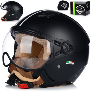 KASK MOTOCYKLOWY OTWARTY | VITO MODA MATT | SKUTER CHOPPER ECE 22.06 LEKKI