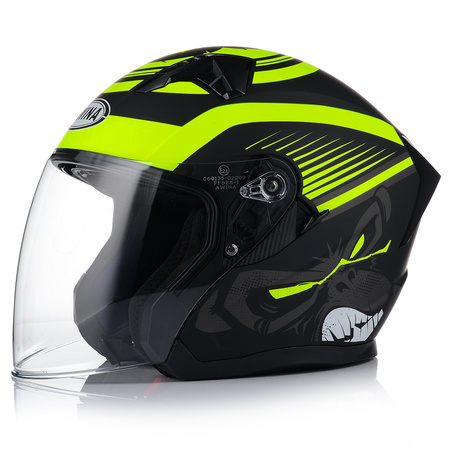 OTWARTY KASK MOTOCYKLOWY FLUO MATT SKUTER CHOPPER ECER 22.06 + BLENDA