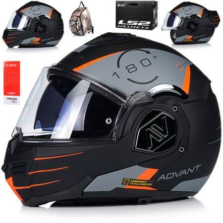 KASK MOTOCYKLOWY | LS2 FF906 ADVANT CODEX | SZCZĘKOWY + PINLOCK + PLECAK