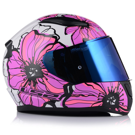 KASK MOTOCYKLOWY LS2 FF353 RAPID II POPPIES DAMSKI RÓŻOWY  + NIEBIESKA SZYBA