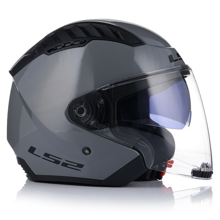 OTWARTY KASK MOTOCYKLOWY LS2 OF600 COOPTER II SZARY POŁYSK 22.06 + BLENDA