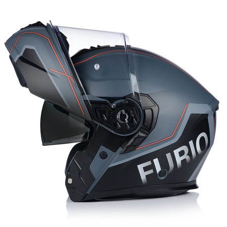 KASK MOTOCYKLOWY | VITO FURIO GREY MAT | BIAŁY SZCZĘKOWY + PINLOCK + BLENDA XL