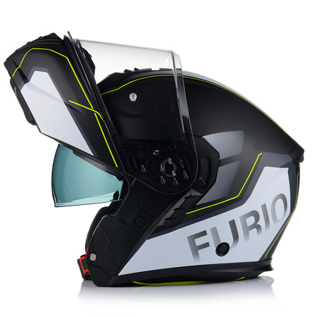KASK MOTOCYKLOWY VITO FURIO SZARY FLUO SZCZĘKOWY + INTERKOM VITO BLUETOOTH