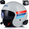 KASK MOTOCYKLOWY LS2 OF599 SPITFIRE RETRO BIAŁY + INTERKOM 1ST BLUETOOTH