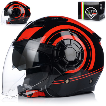 KASK MOTOCYKLOWY | VITO ISOLA JET RED | OTWARTY SKUTER CHOPPER + BLENDA