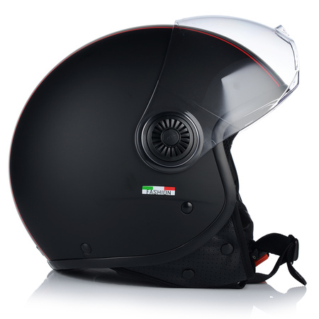 KASK MOTOCYKLOWY OTWARTY | VITO LORETO | CZARNY MAT SKUTER CHOPPER ECE 22.06